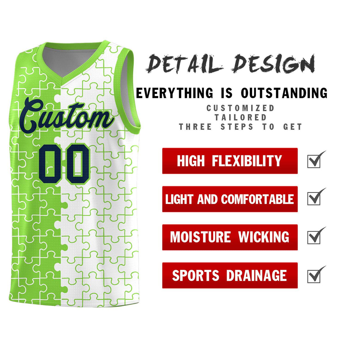 Custom Fluorescent Green White Basketball Jersey