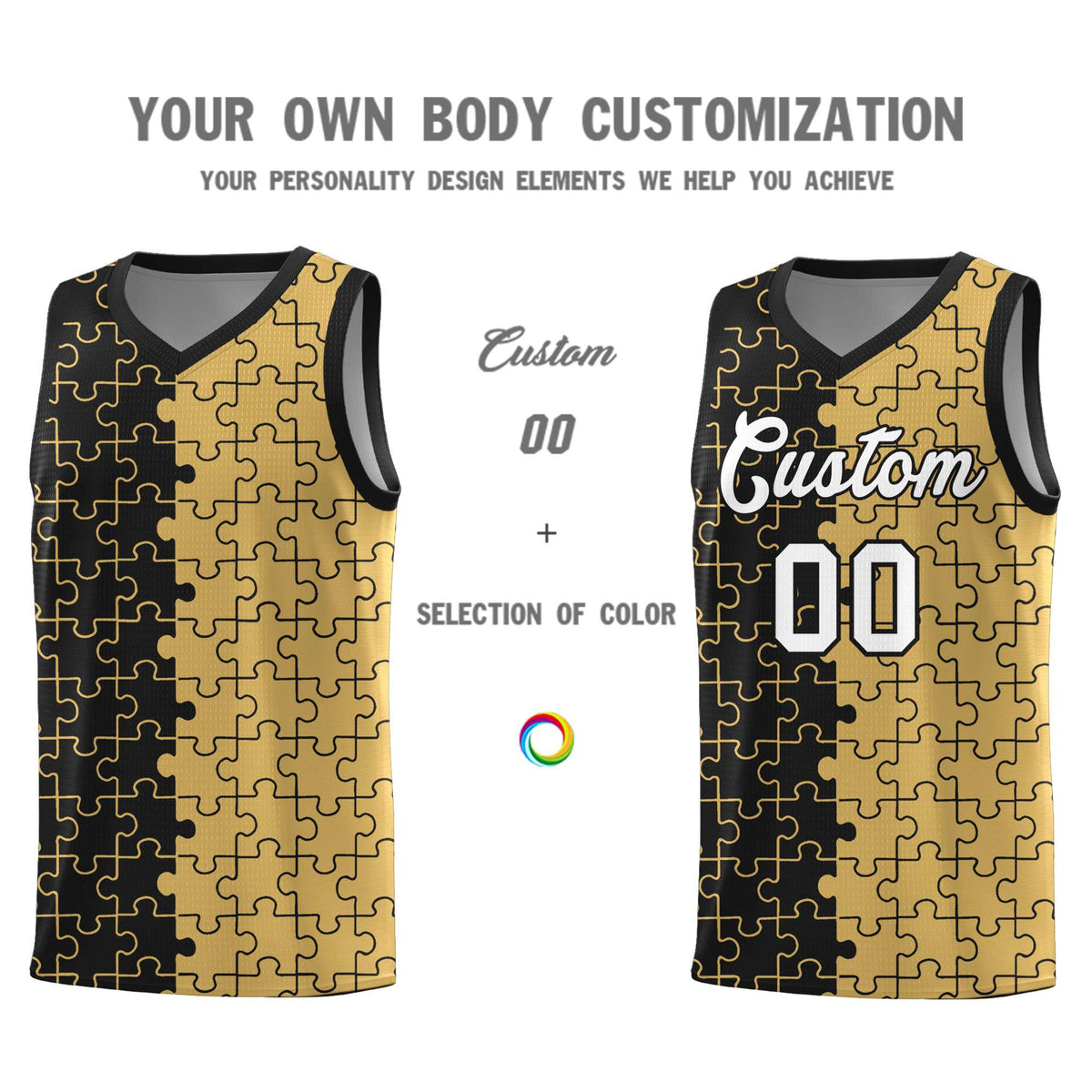 Custom Black Old Gold Basketball Jersey