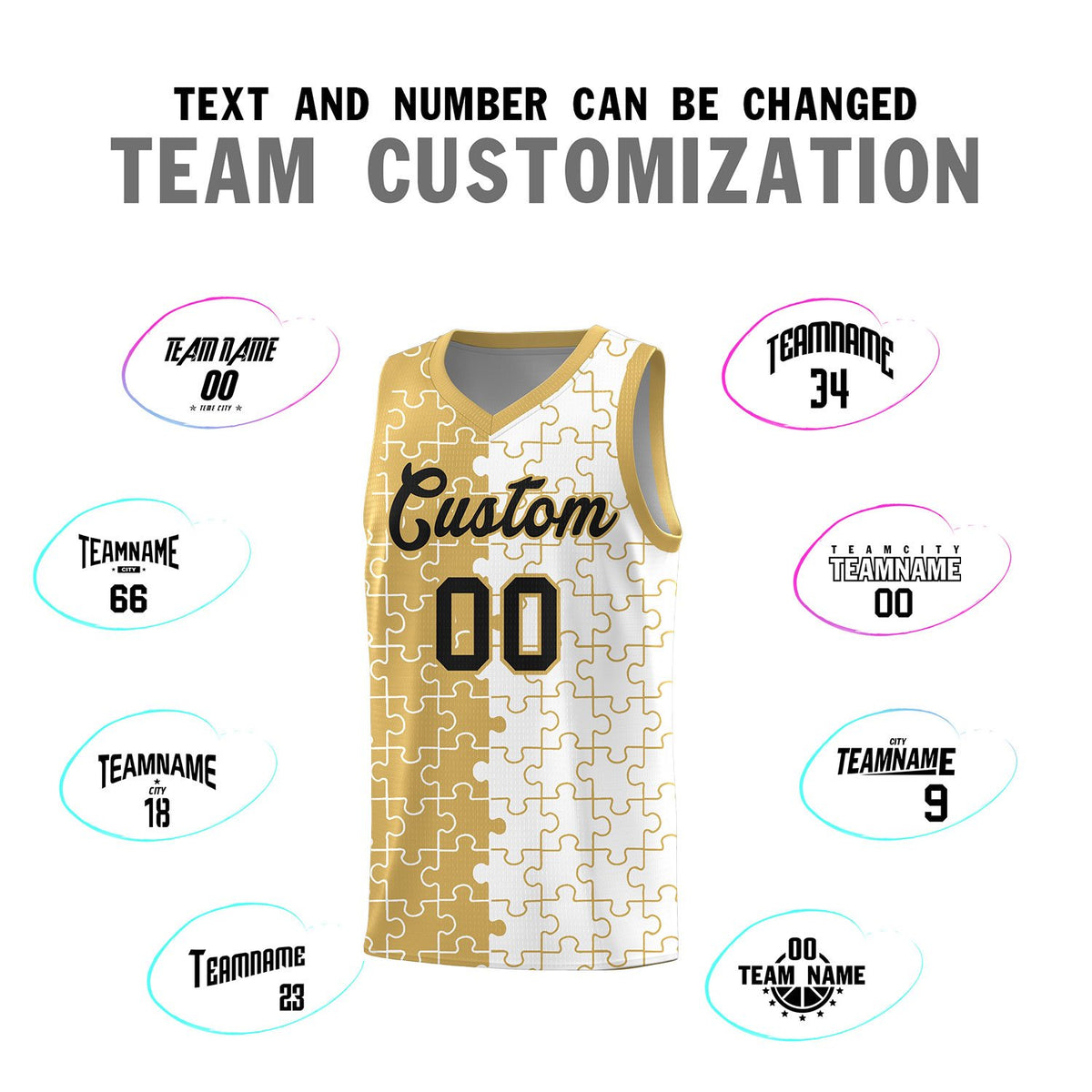 Custom Old Gold White Basketball Jersey