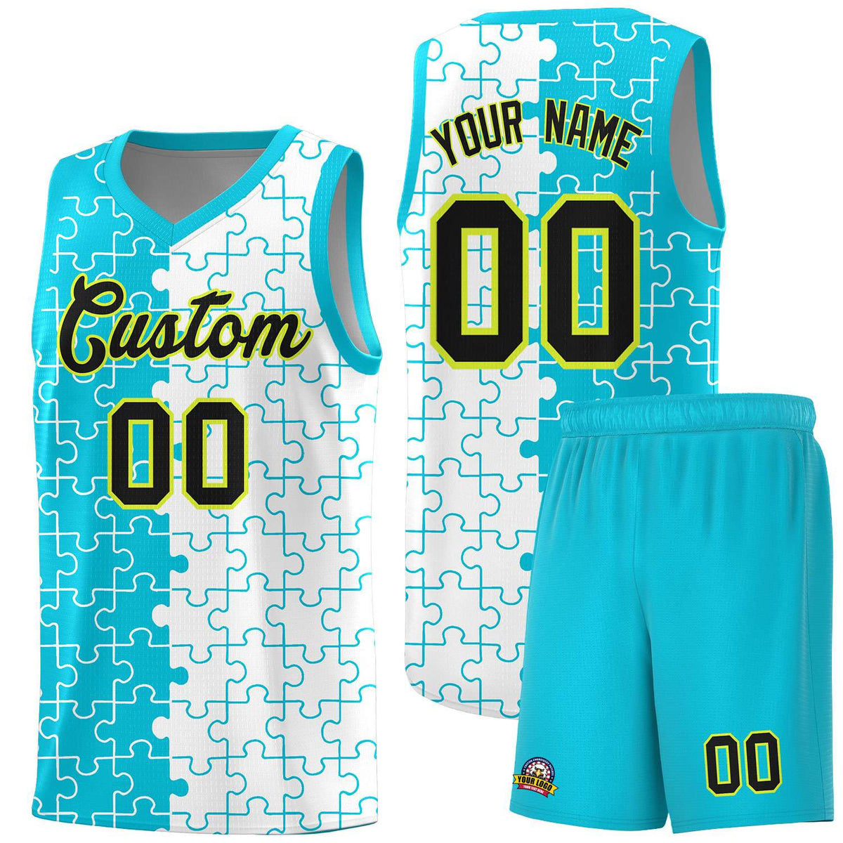 Custom Sky Blue White Basketball Jersey