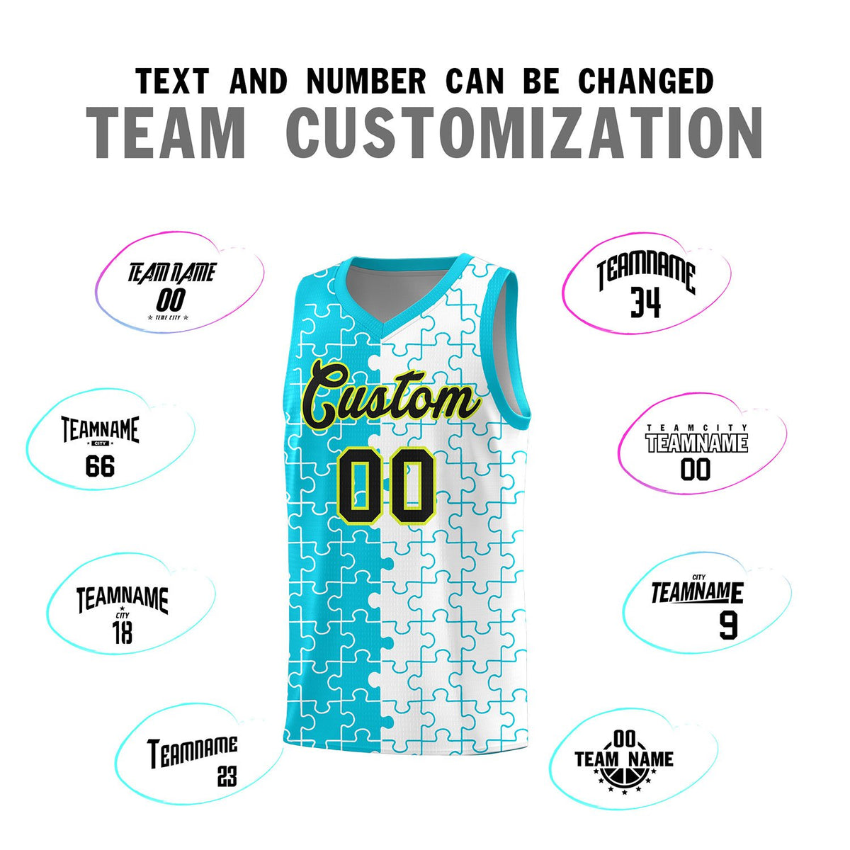 Custom Sky Blue White Basketball Jersey