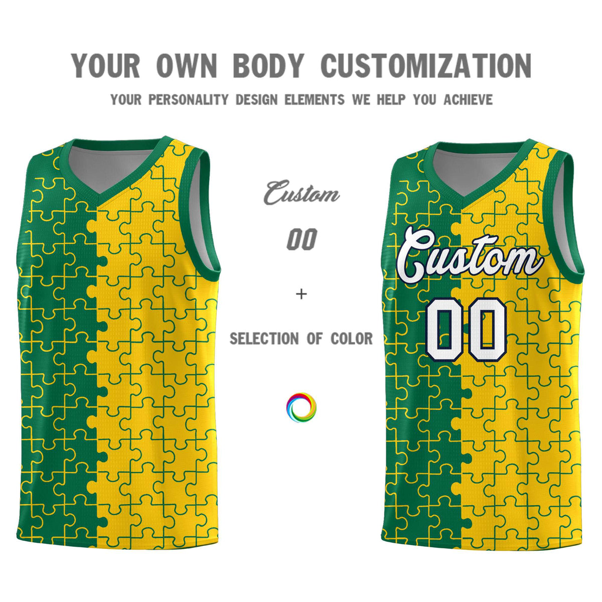 Custom Kelly Green Gold Basketball Jersey