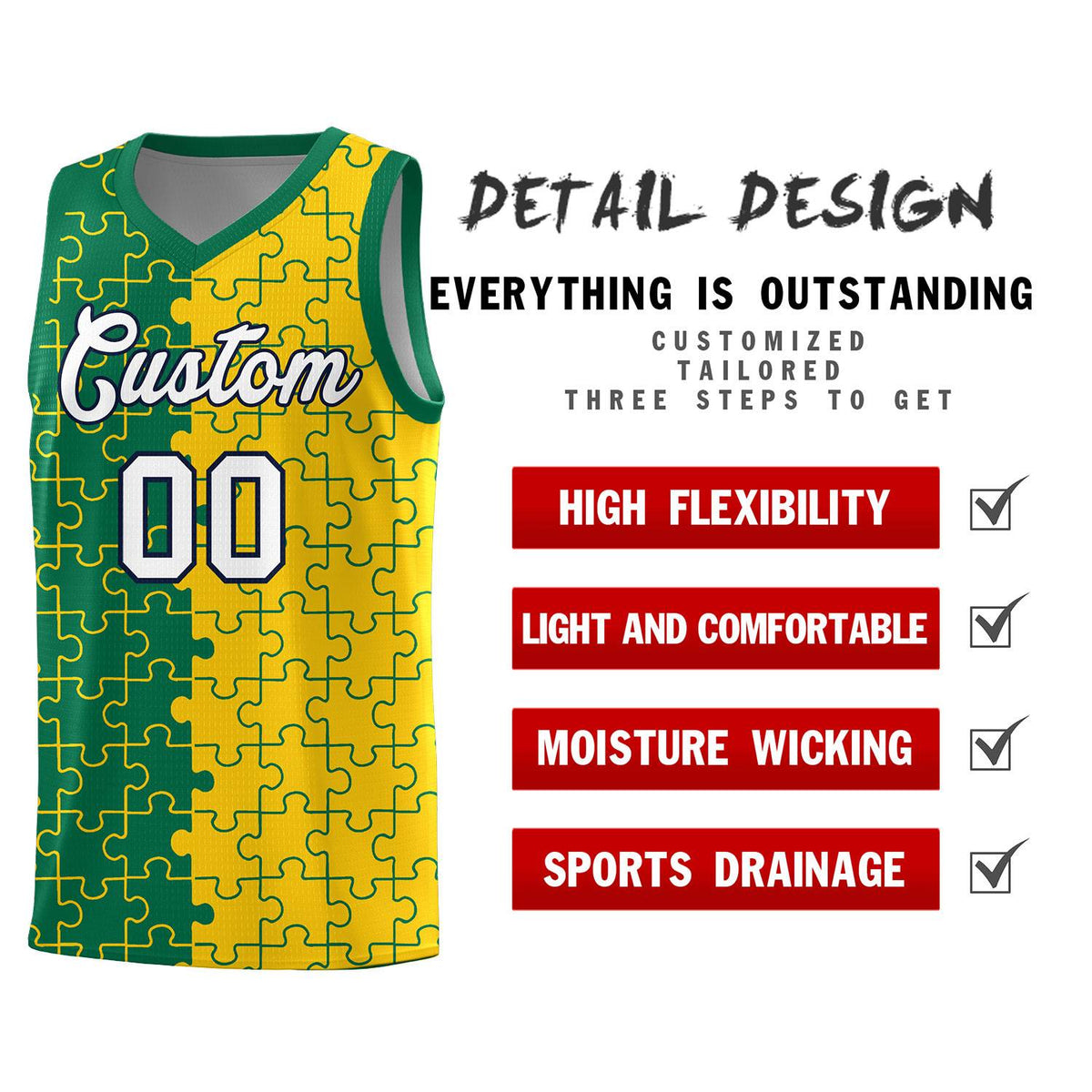 Custom Kelly Green Gold Basketball Jersey