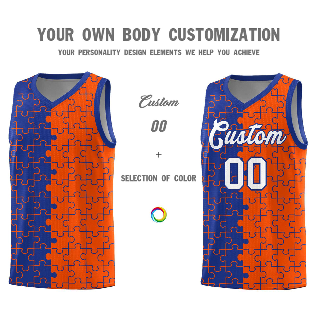 Custom Royal Blue Orange Basketball Jersey