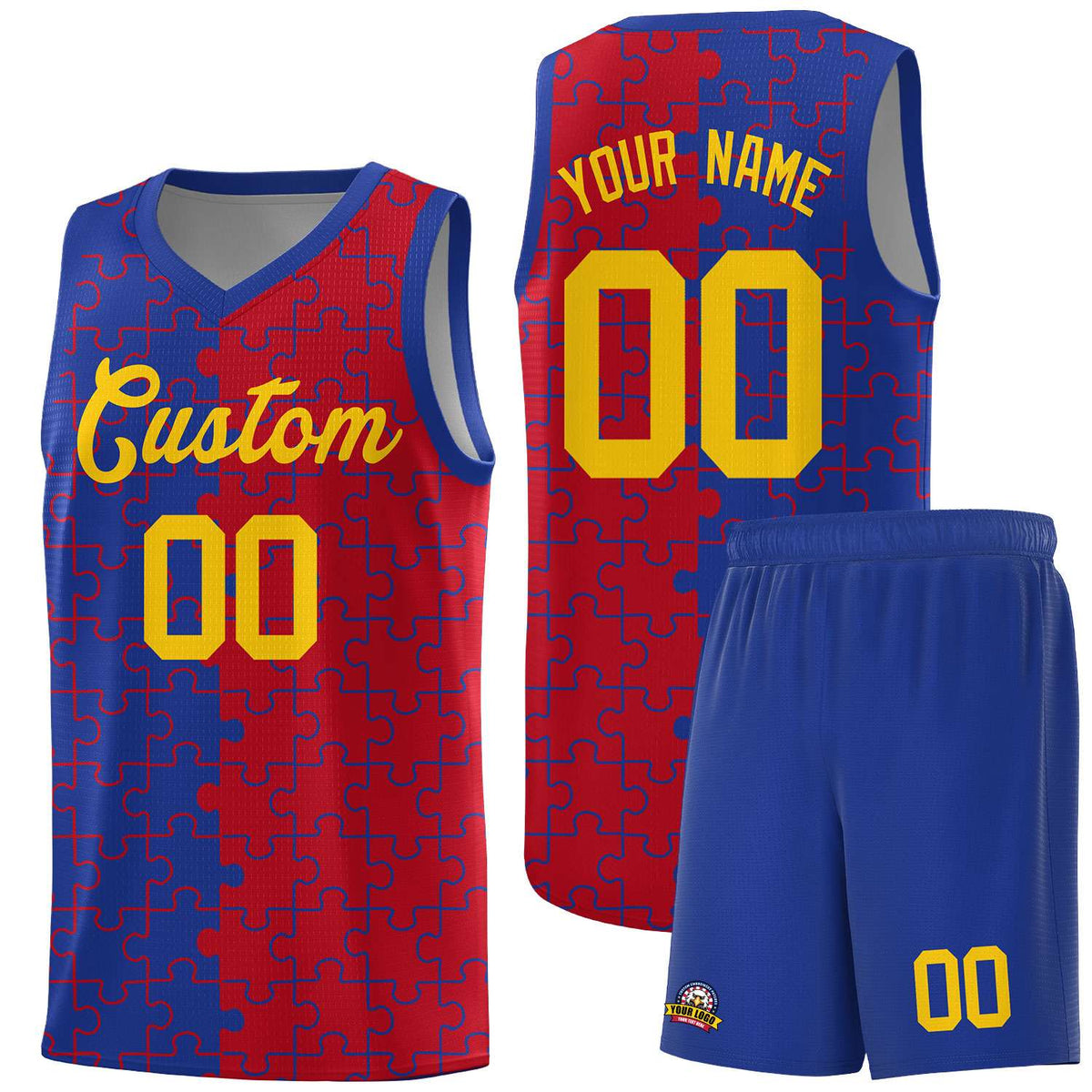 Custom Royal Blue Red Basketball Jersey