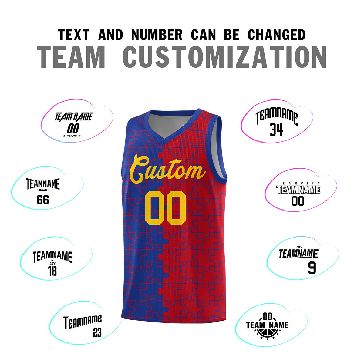 Custom Royal Blue Red Basketball Jersey