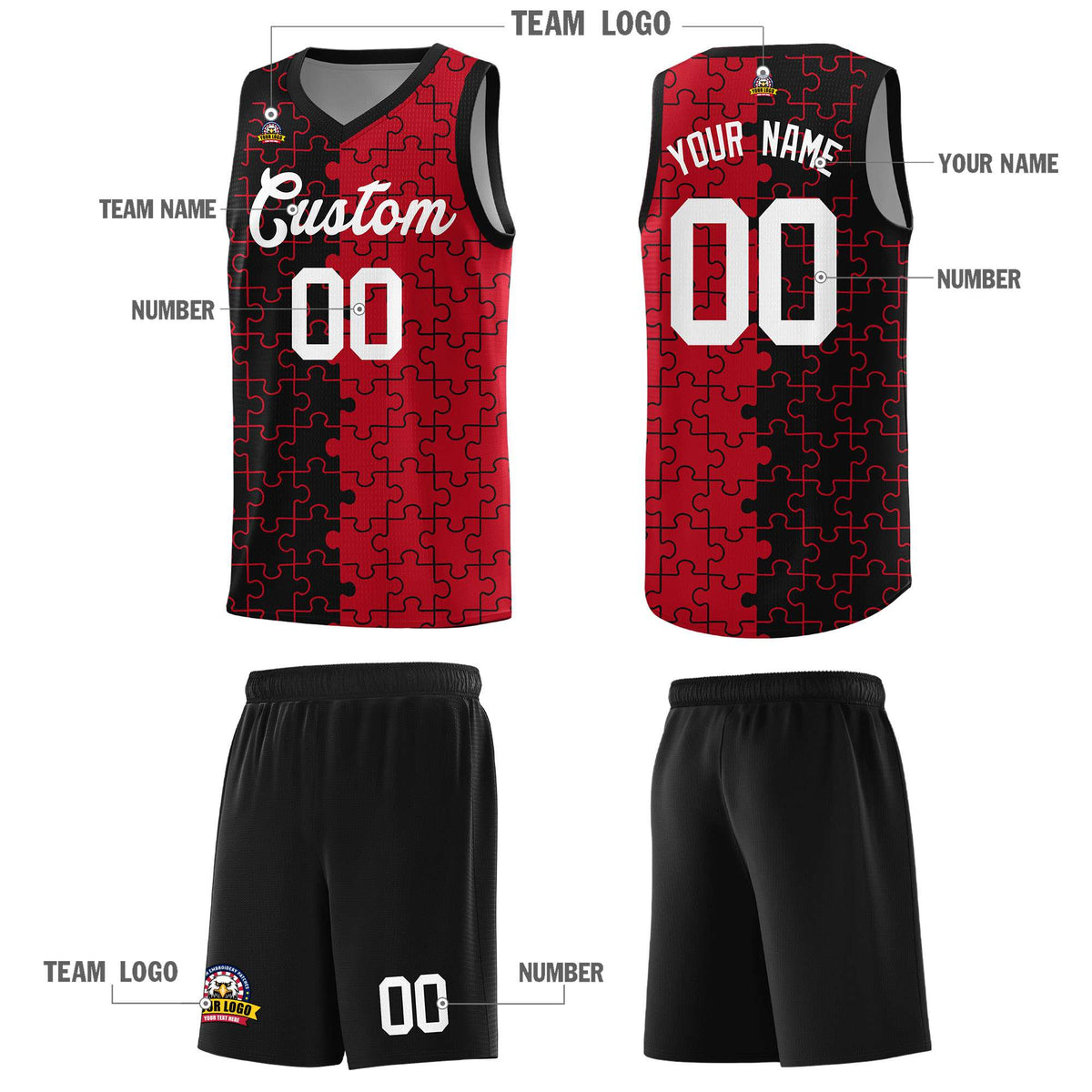 Custom Black Red Basketball Jersey