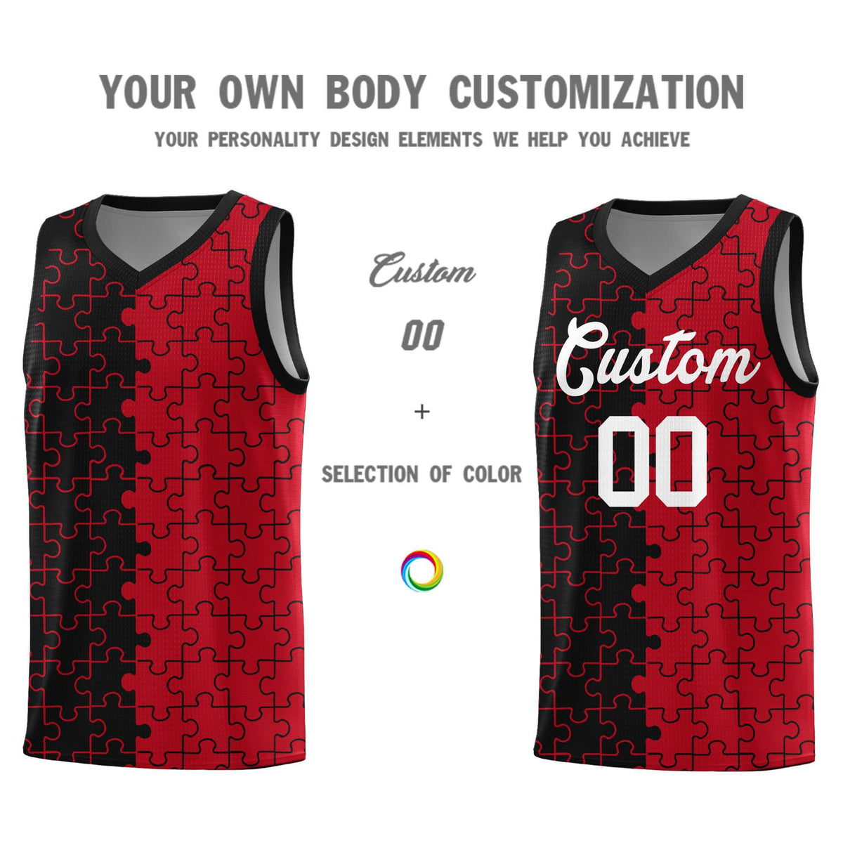 Custom Black Red Basketball Jersey