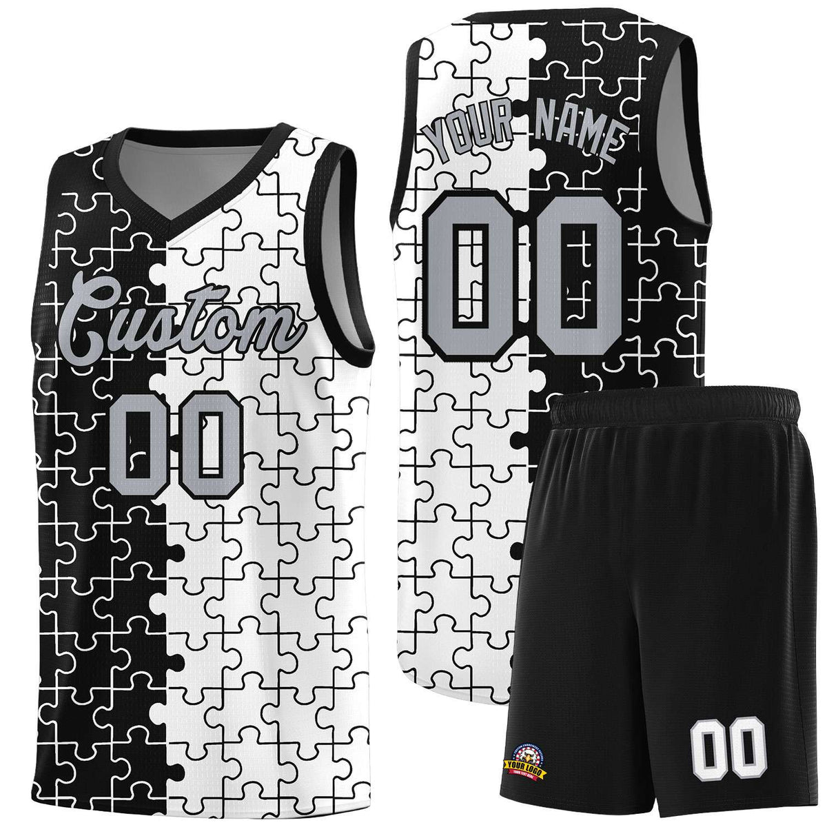 Custom Black White Basketball Jersey