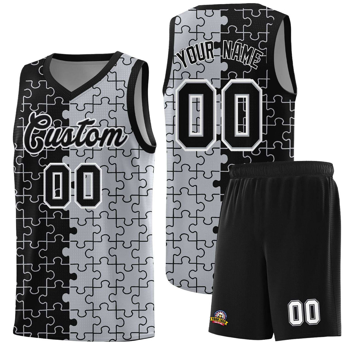 Custom Black Gray Basketball Jersey