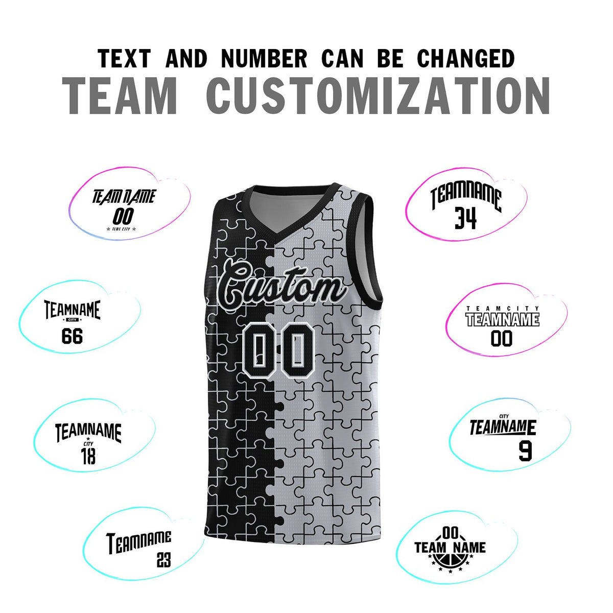 Custom Black Gray Basketball Jersey