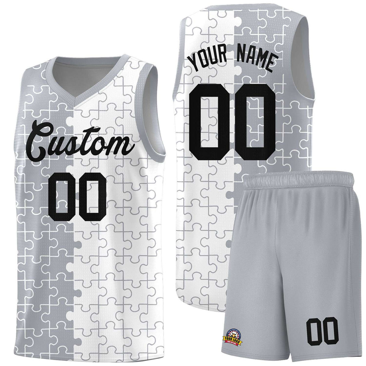 Custom Gray White Basketball Jersey