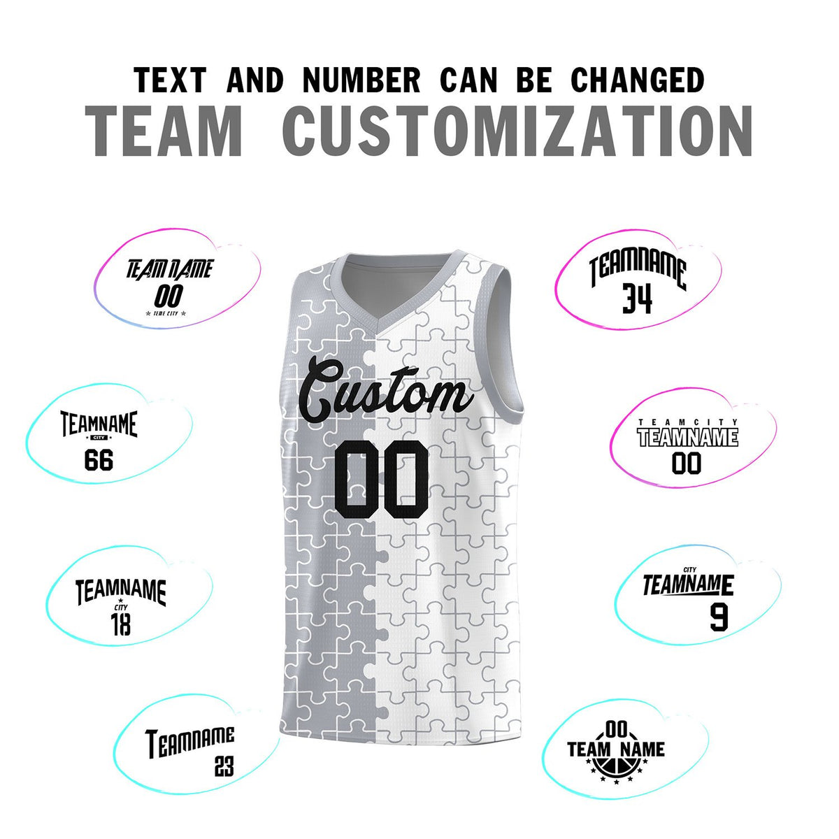 Custom Gray White Basketball Jersey