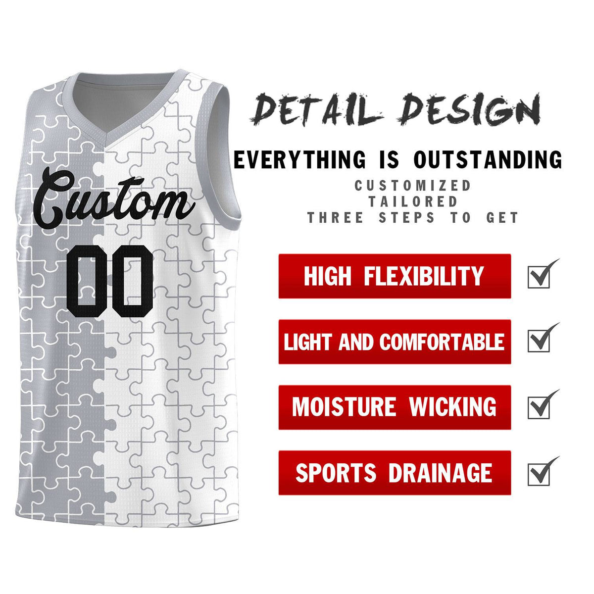 Custom Gray White Basketball Jersey
