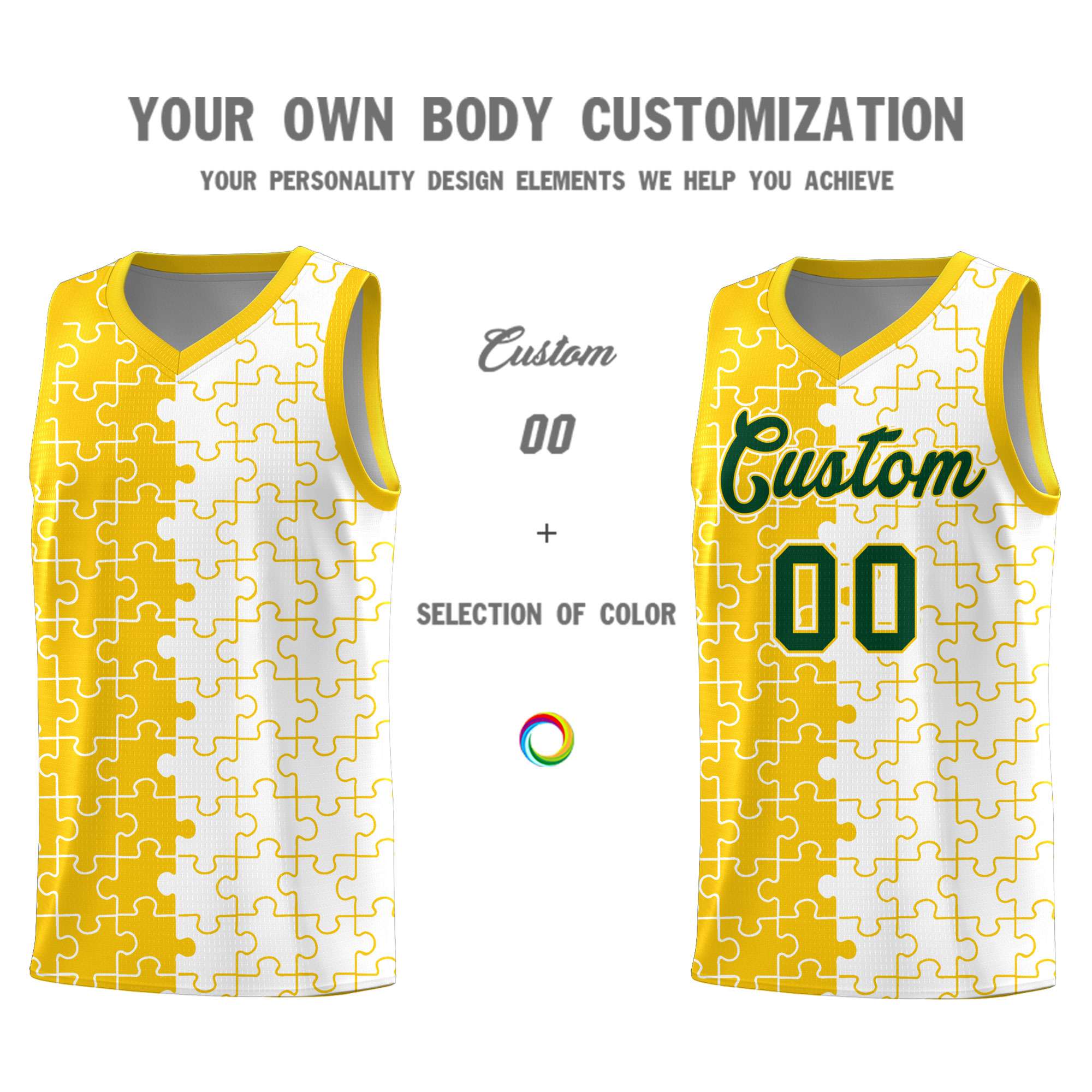 Custom Gold White Basketball Jersey