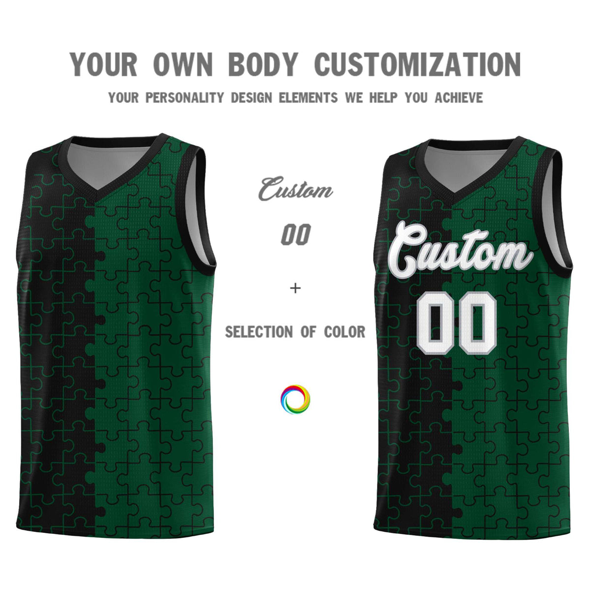 Custom Black Green Basketball Jersey