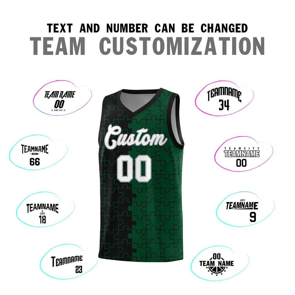 Custom Black Green Basketball Jersey