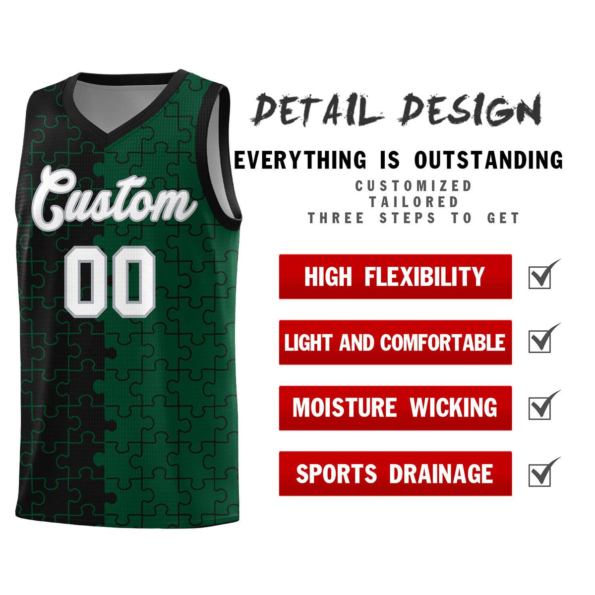 Custom Black Green Basketball Jersey