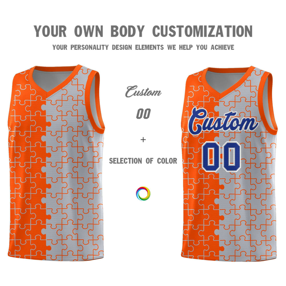 Custom Orange Gray Basketball Jersey