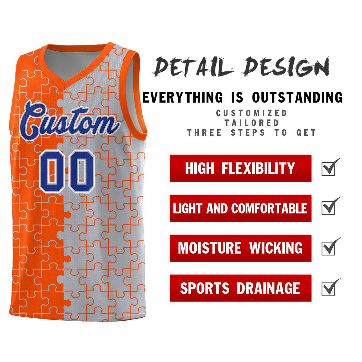 Custom Orange Gray Basketball Jersey