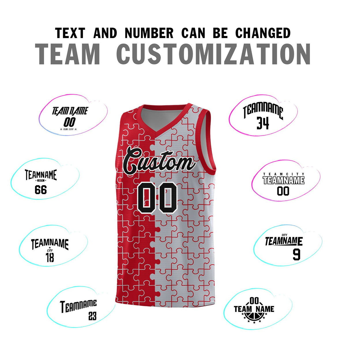 Custom Red Gray Basketball Jersey