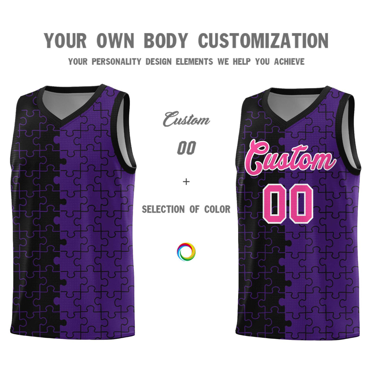 Custom Black Purple Basketball Jersey