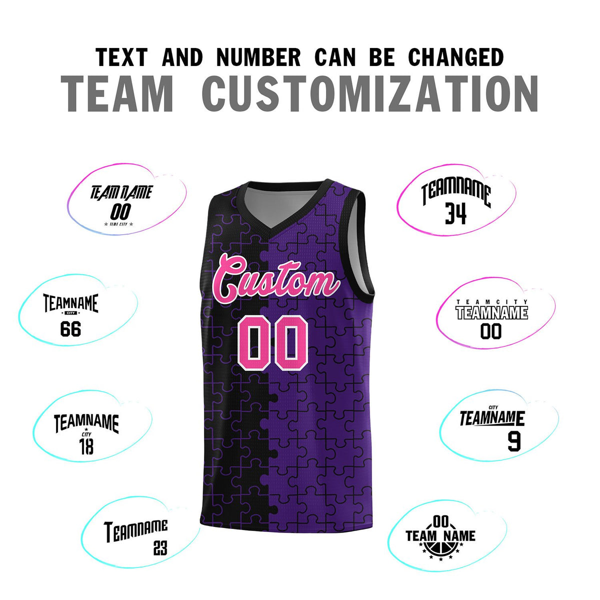 Custom Black Purple Basketball Jersey