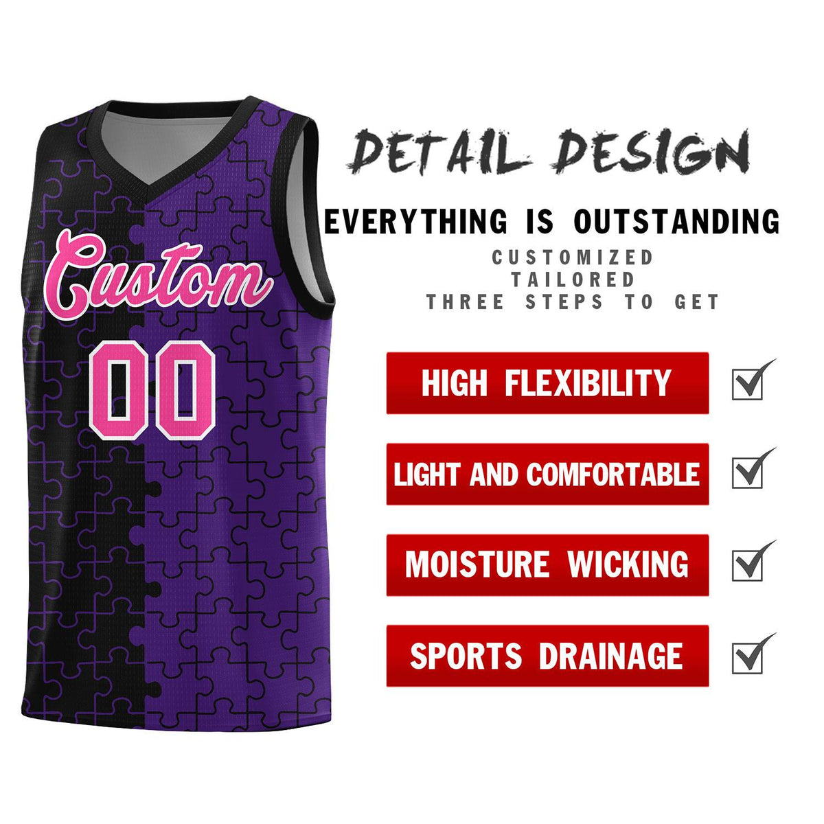 Custom Black Purple Basketball Jersey