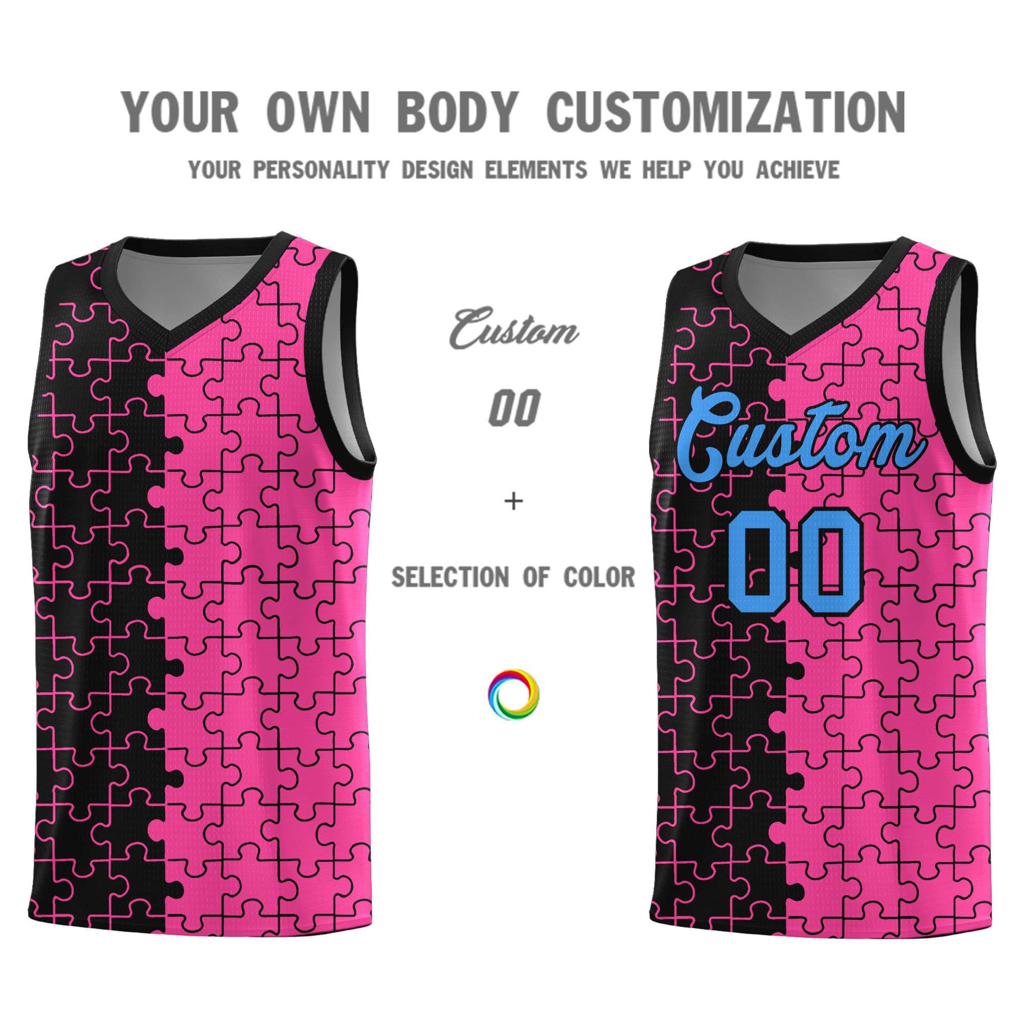 Custom Black Pink Basketball Jersey