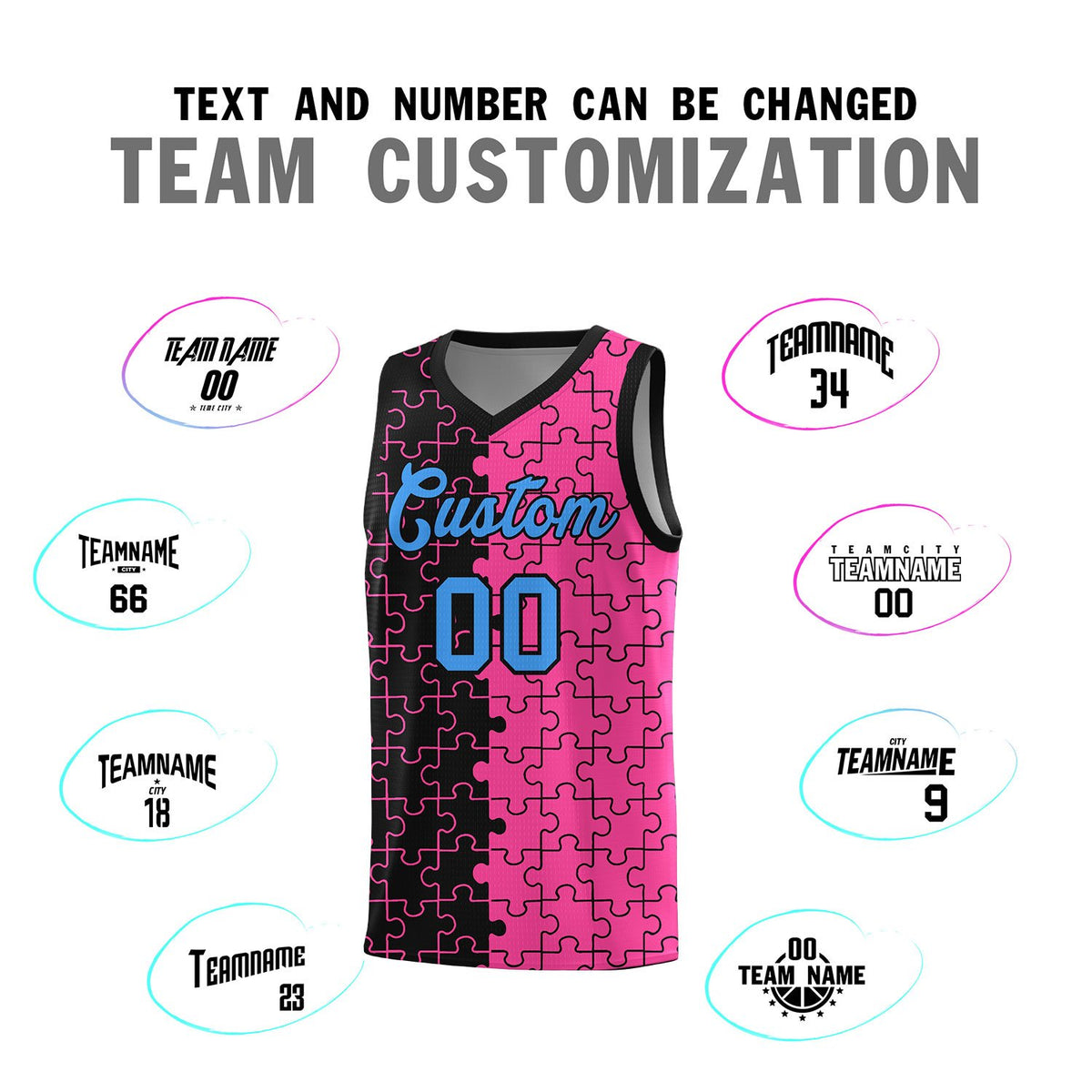 Custom Black Pink Basketball Jersey