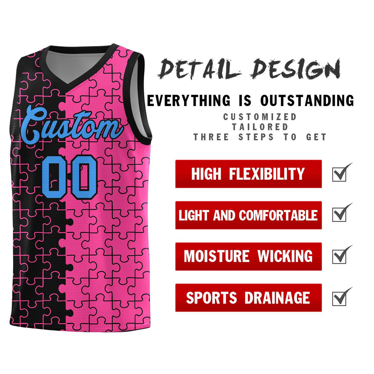 Custom Black Pink Basketball Jersey