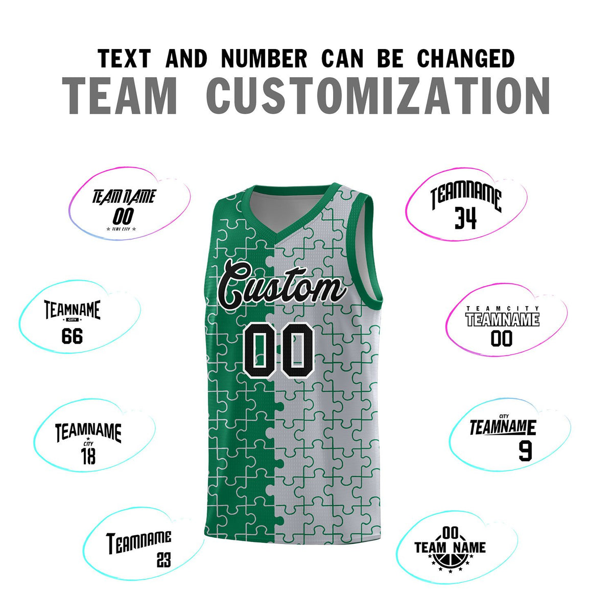 Custom Kelly Green Gray Basketball Jersey