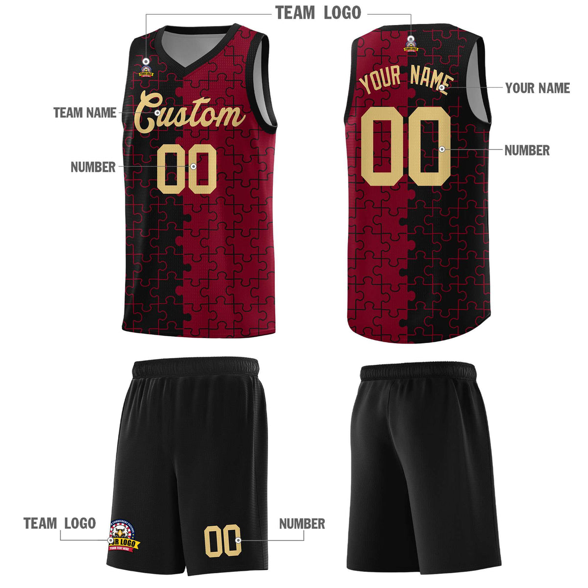 Custom Black Crimson Basketball Jersey