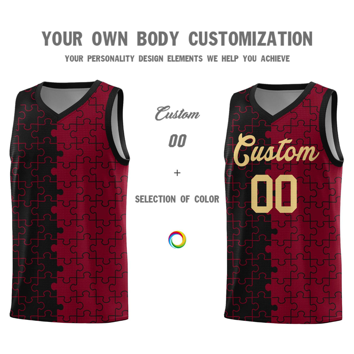 Custom Black Crimson Basketball Jersey