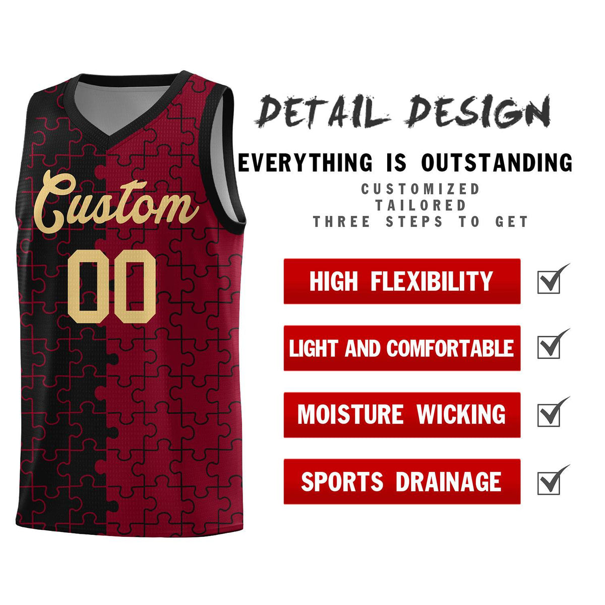 Custom Black Crimson Basketball Jersey