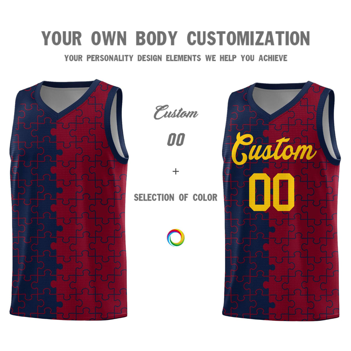 Custom Navy Crimson Basketball Jersey