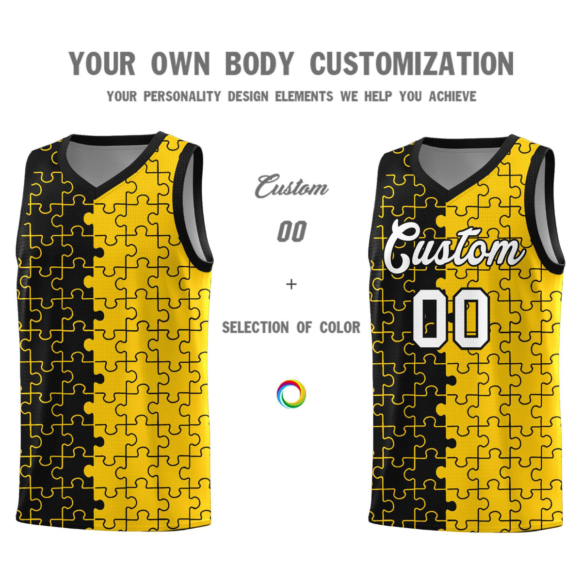 Custom Black Gold Basketball Jersey