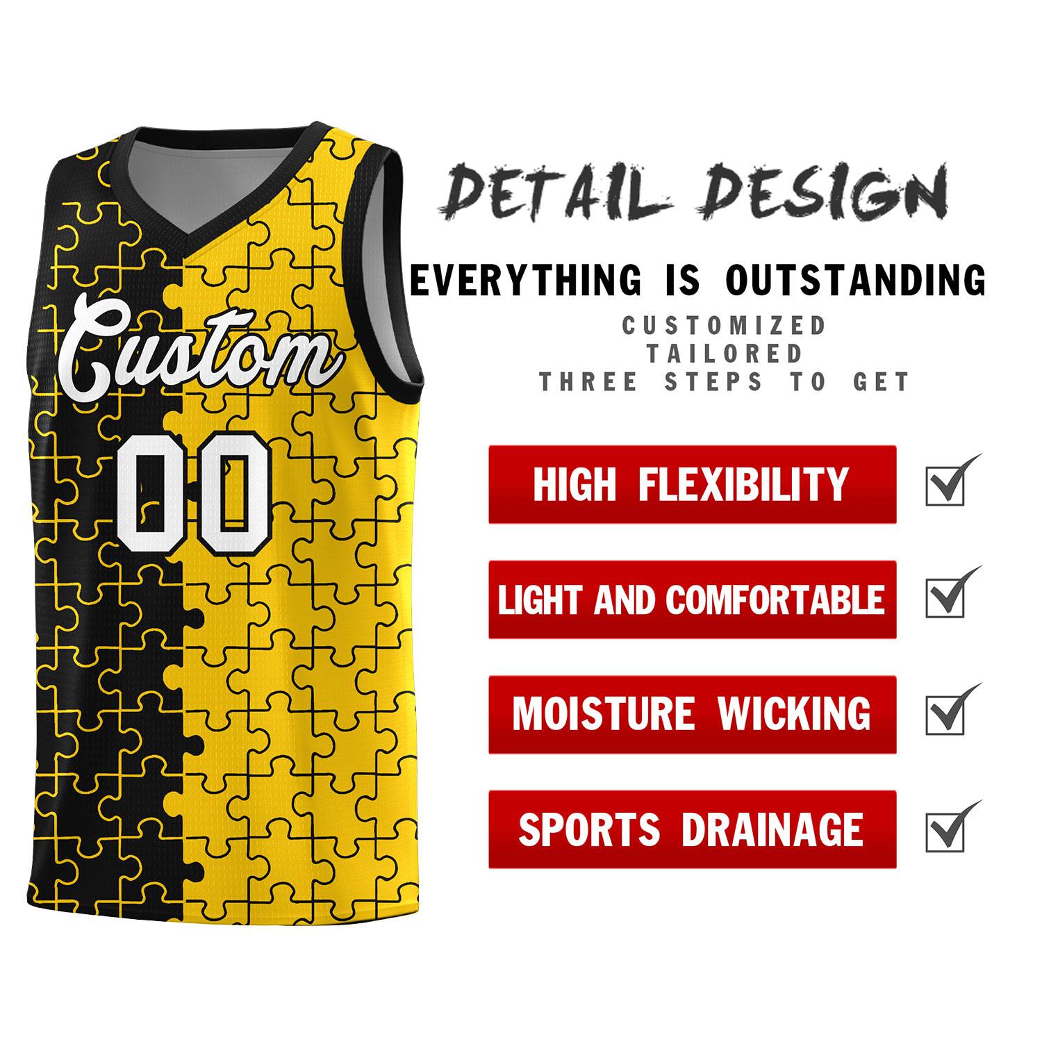 Custom Black Gold Basketball Jersey