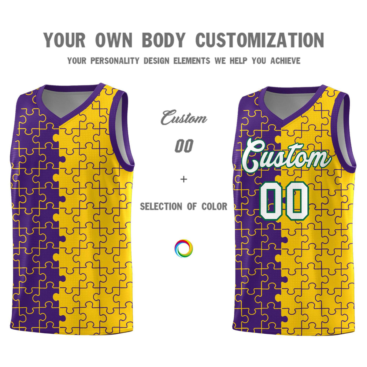 Custom Purple Gold Basketball Jersey