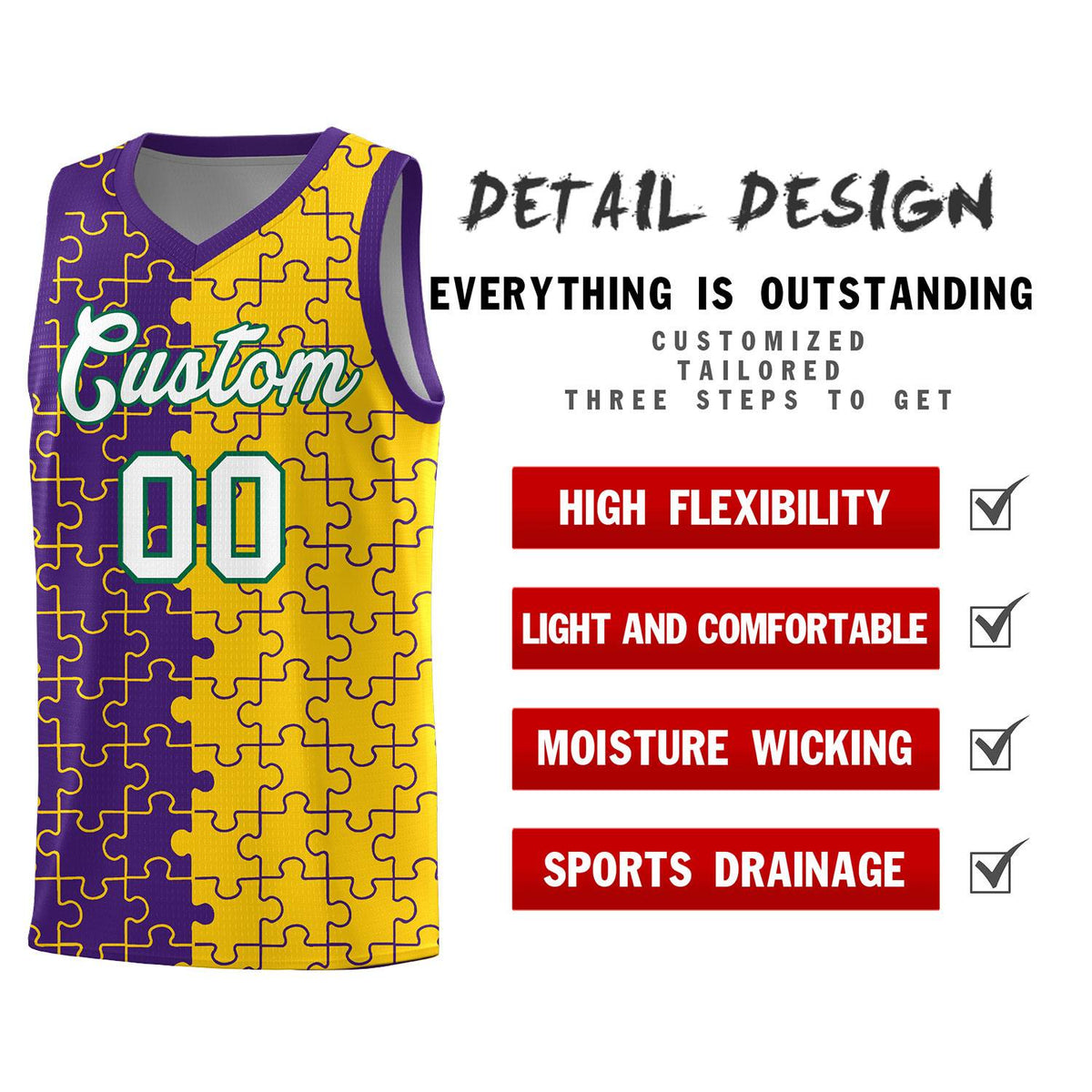 Custom Purple Gold Basketball Jersey