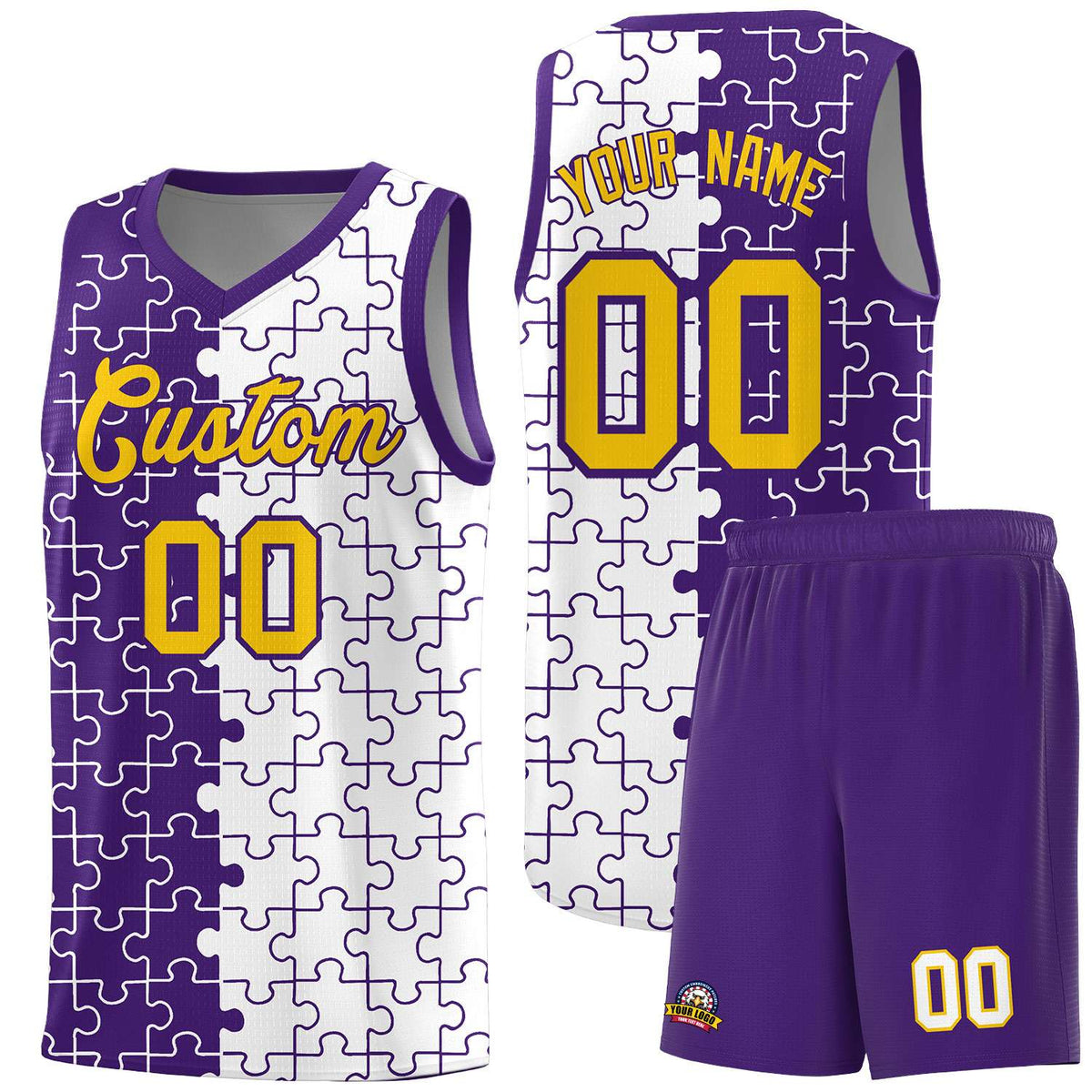 Custom Purple White Basketball Jersey