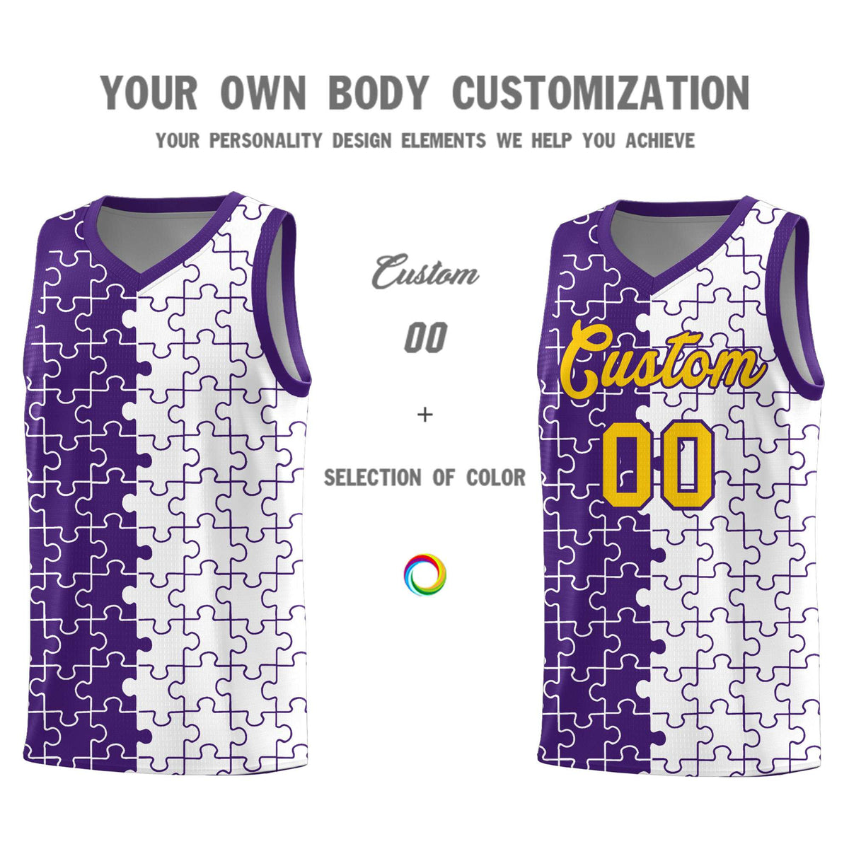 Custom Purple White Basketball Jersey