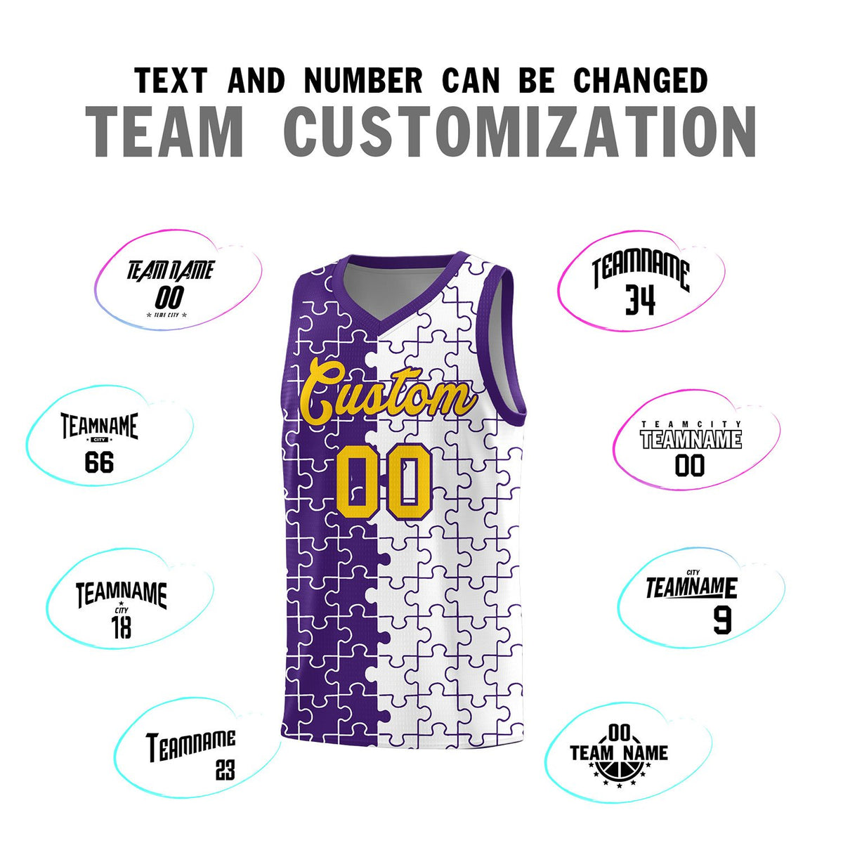 Custom Purple White Basketball Jersey