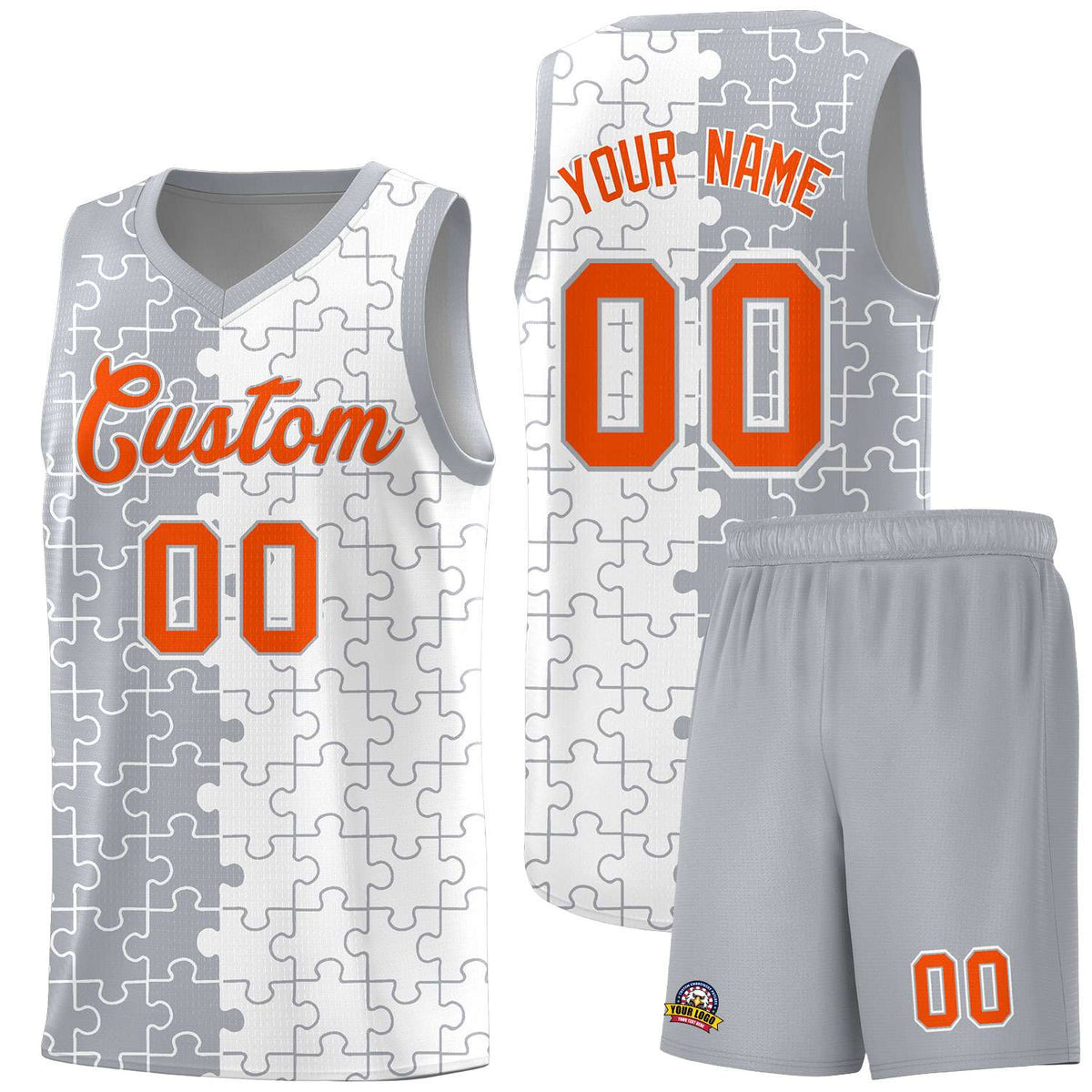 Custom Gray White Basketball Jersey