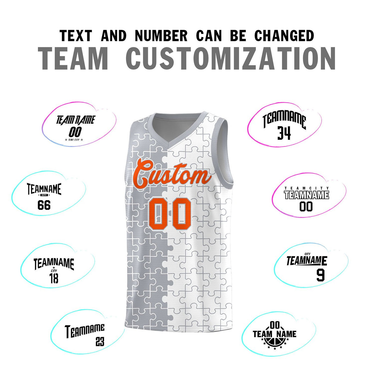 Custom Gray White Basketball Jersey