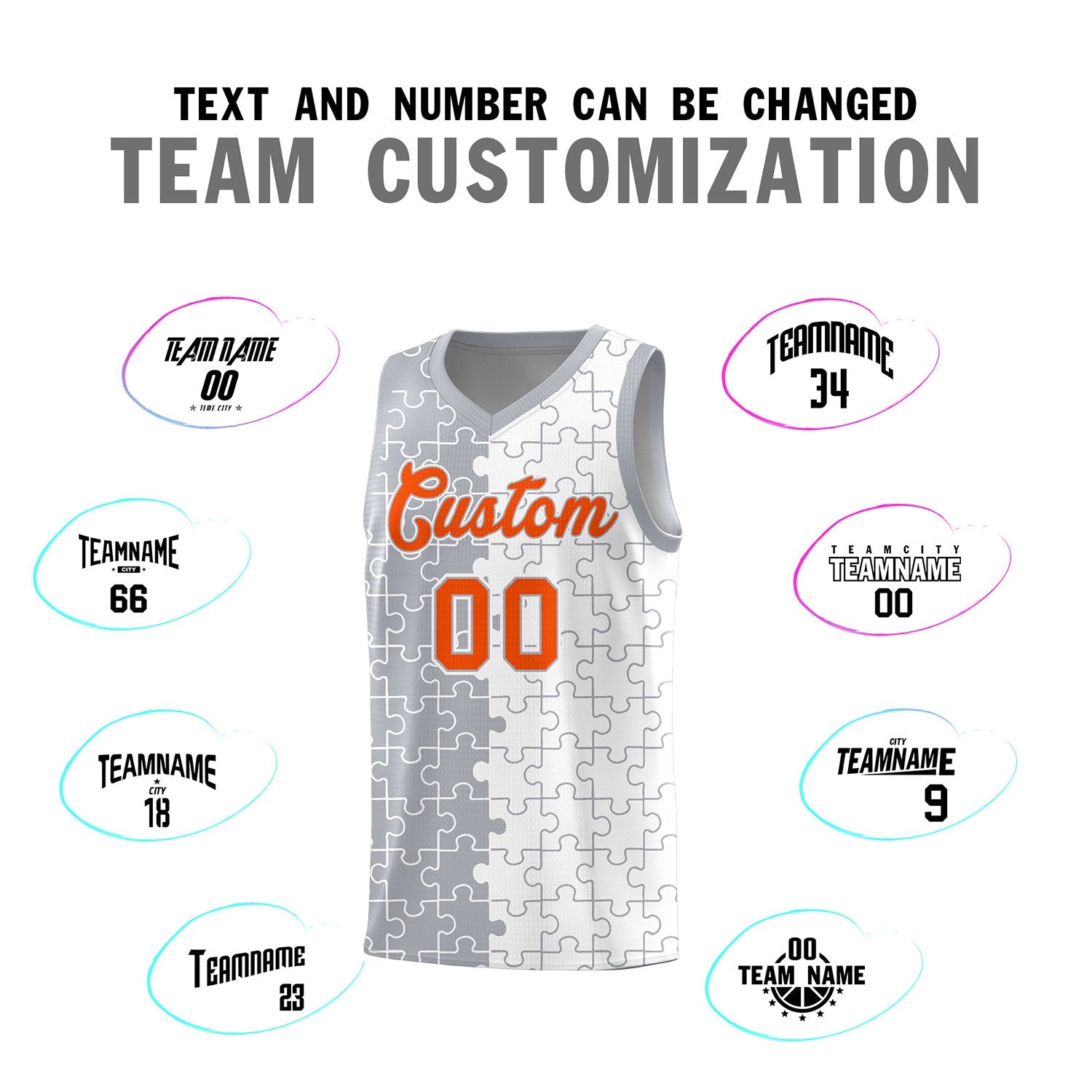 Custom Gray White Basketball Jersey