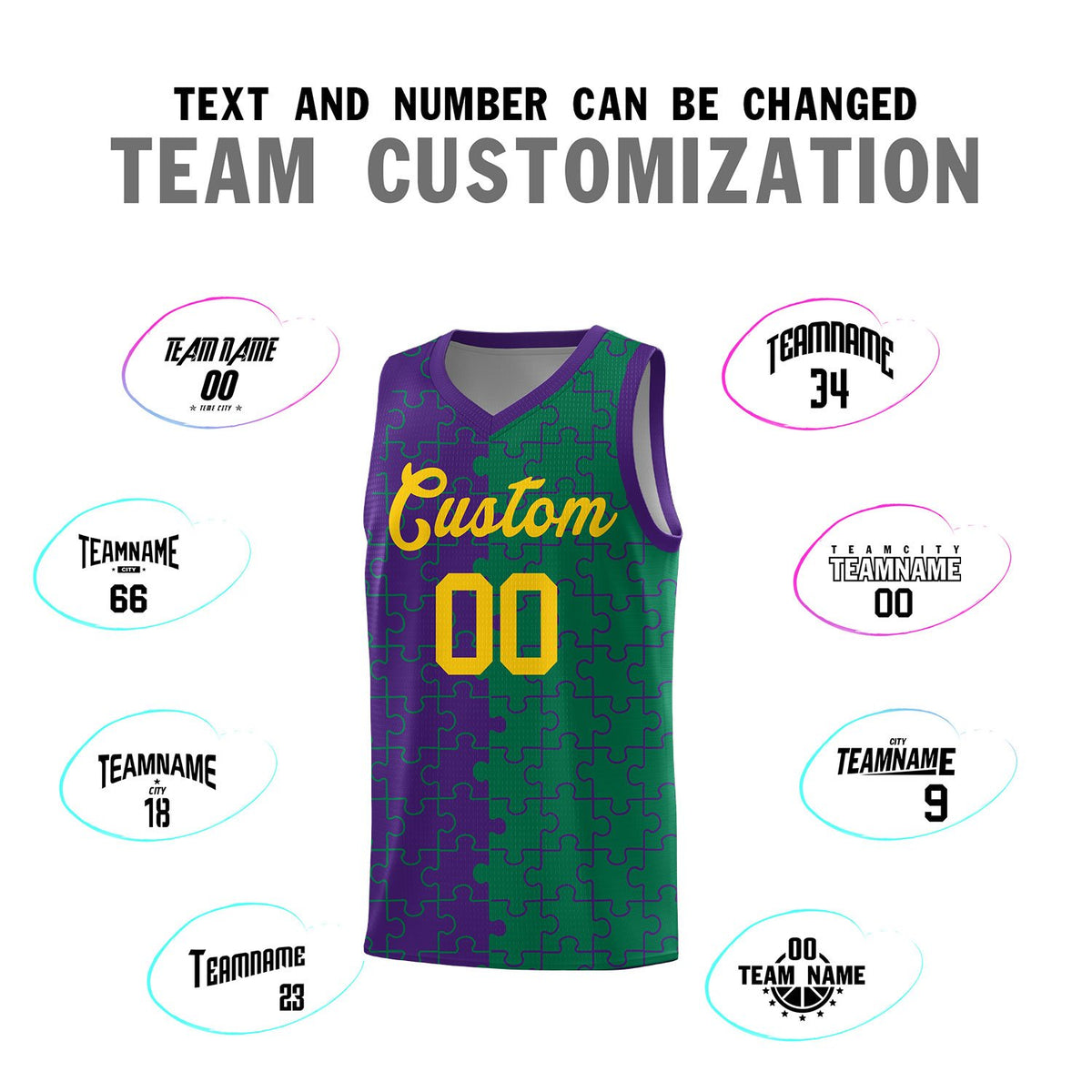 Custom Purple Kelly Green Basketball Jersey