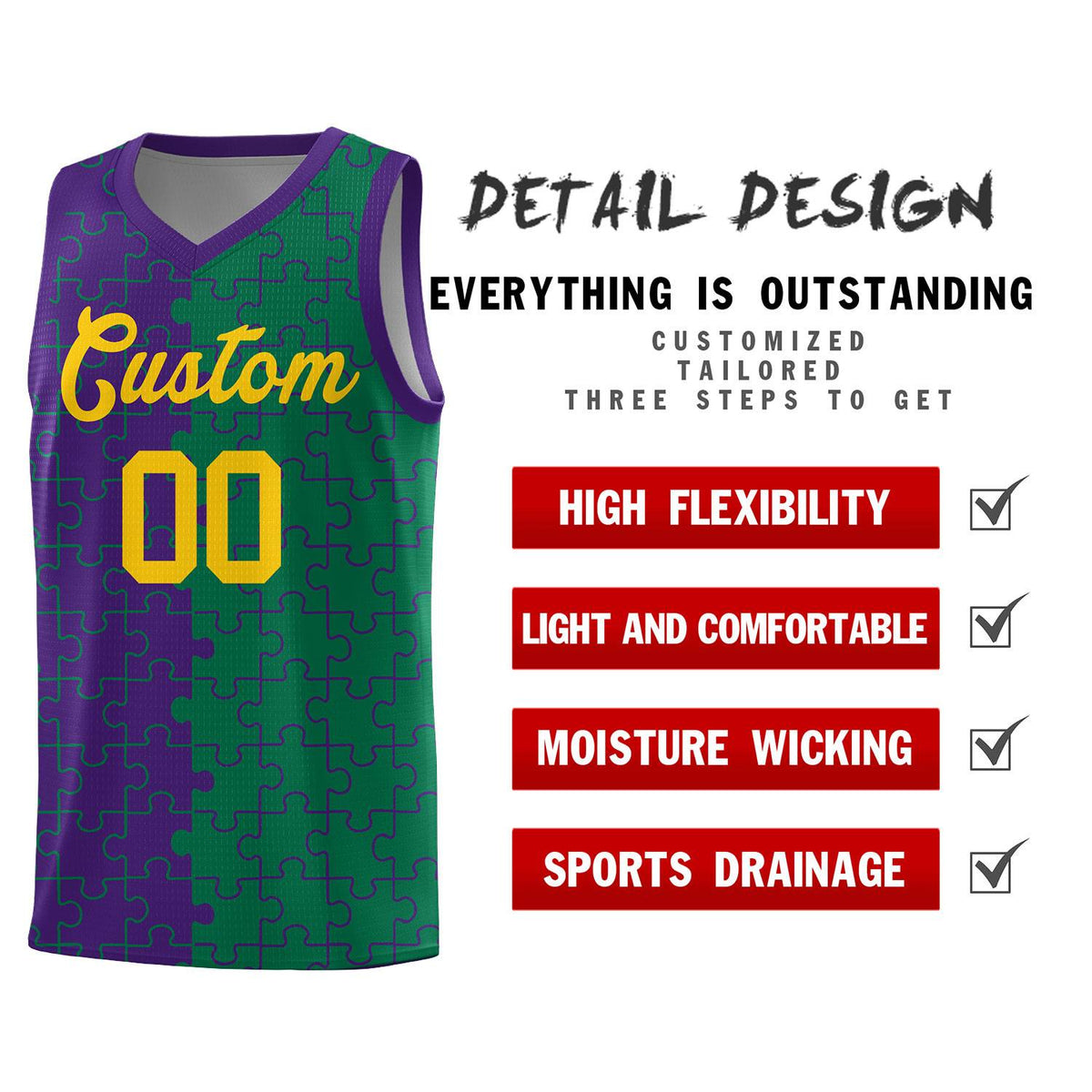 Custom Purple Kelly Green Basketball Jersey