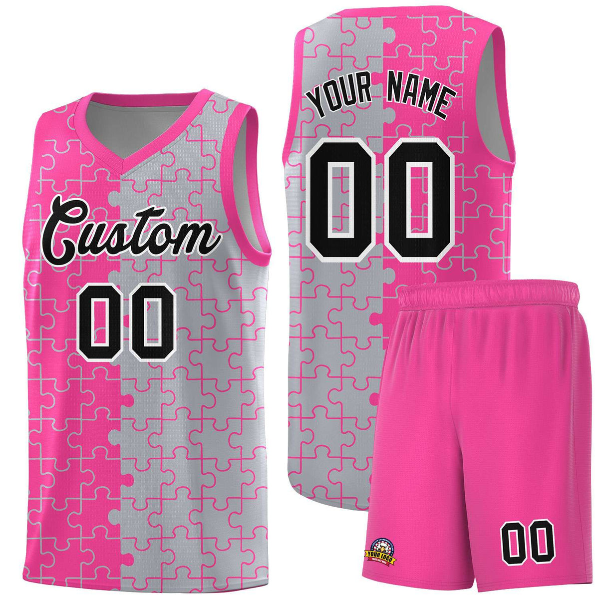 Custom Pink Gray Basketball Jersey
