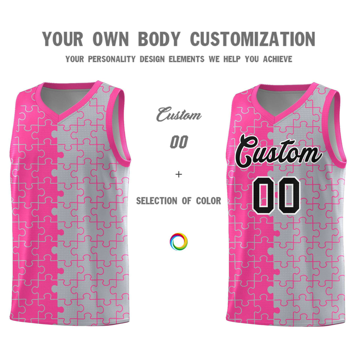Custom Pink Gray Basketball Jersey